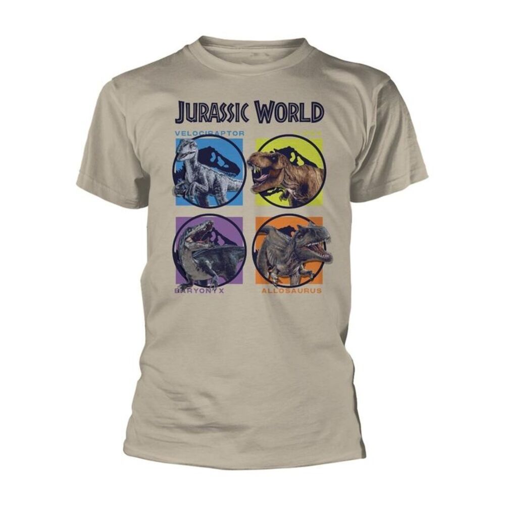 Jurassic World Unisex Adult Dinosaurs T-Shirt / Natural